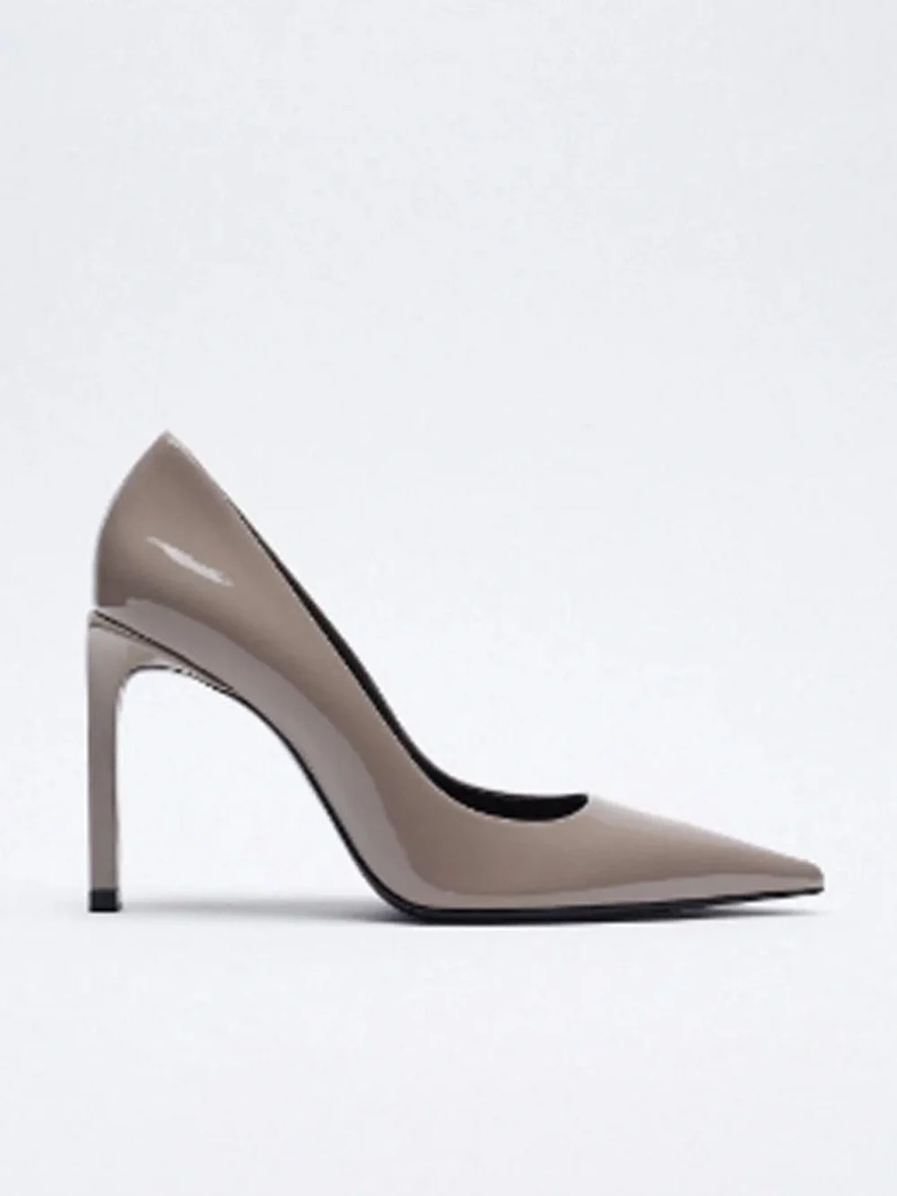 Zara Patent Pointed Toe Pumps - Taupe